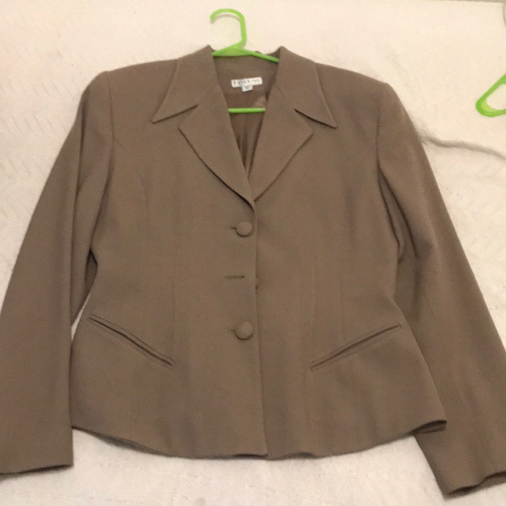 Tan blazer with shoulder pads